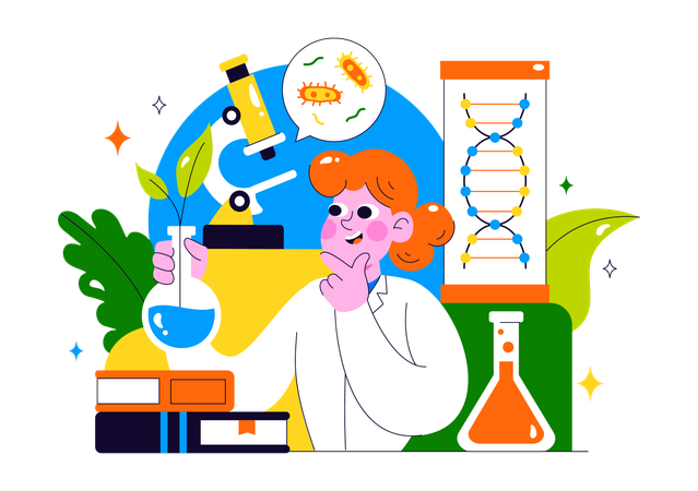 Researcher works on Biotechnology Innovation  Illustration