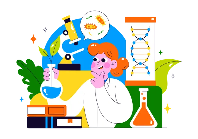 Researcher works on Biotechnology Innovation  Illustration