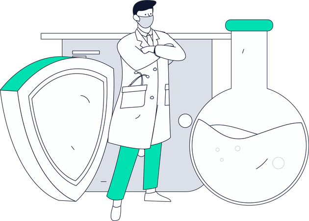 Researcher Works On Lab Experiment  Illustration