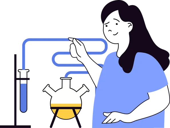 Researcher works on lab experiments  Illustration