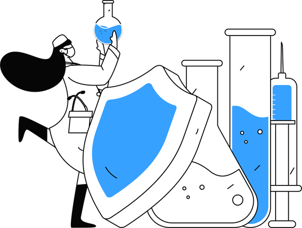 Researcher works on testing chemicals  Illustration