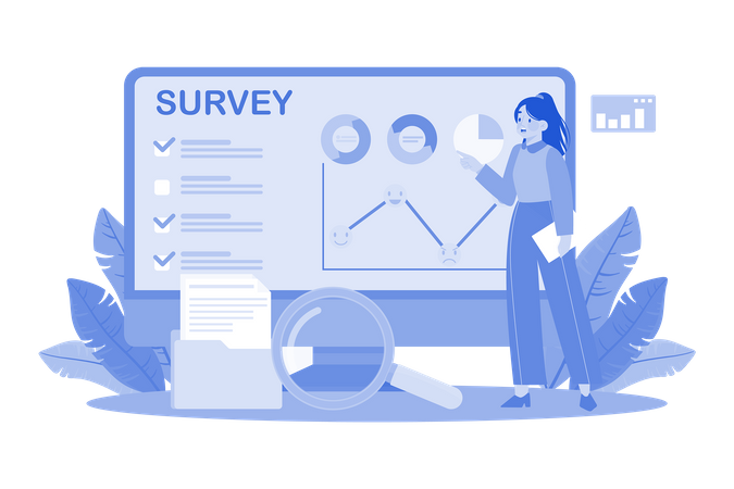 Researchers analyzing changes in customer behaviour  Illustration