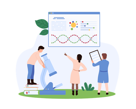 Researchers doing dna analysis  Illustration