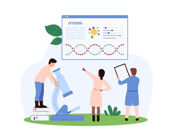 Researchers doing dna analysis  Illustration