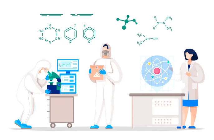 Researchers in Laboratory Illustration