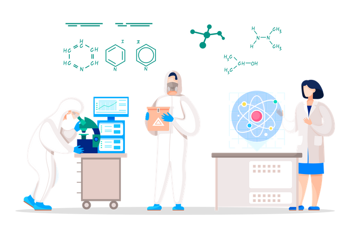 Researchers in Laboratory  일러스트레이션