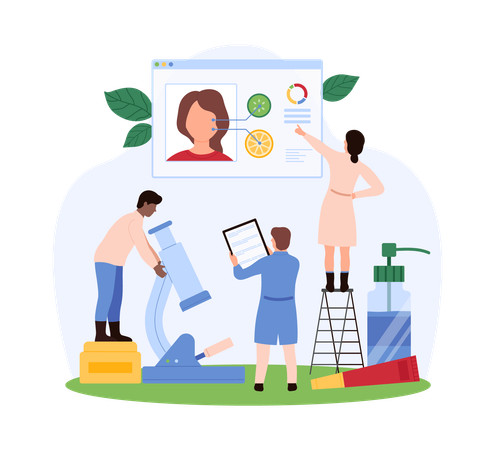 Researchers working on Cosmetic Science and Research  Illustration