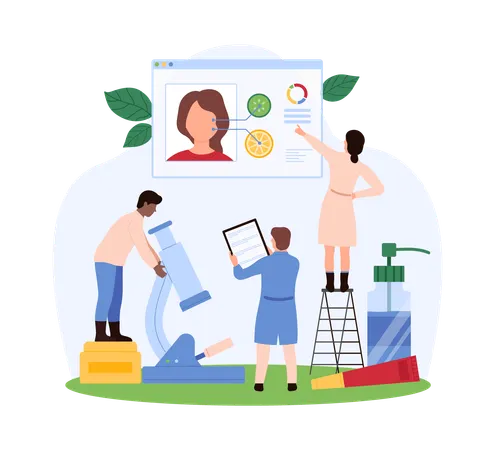Researchers working on Cosmetic Science and Research  Illustration