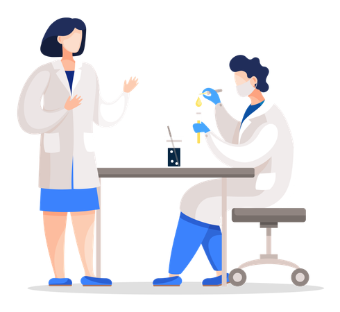 Researches with Substances in medical laboratory  Illustration