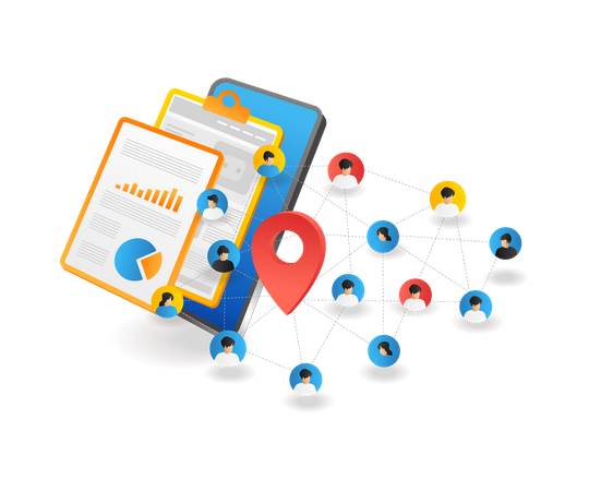 Réseau d'équipes commerciales en ligne  Illustration