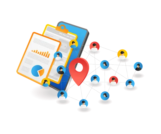 Réseau d'équipes commerciales en ligne  Illustration