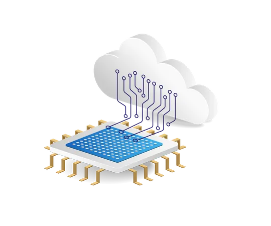 Réseau de puces de serveur cloud  Illustration