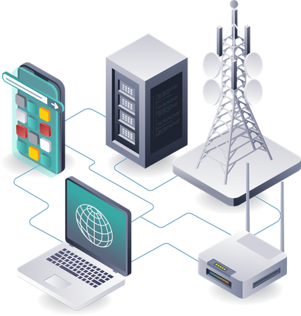 Réseau de tours informatiques pour les technologies de l'information et des données  Illustration