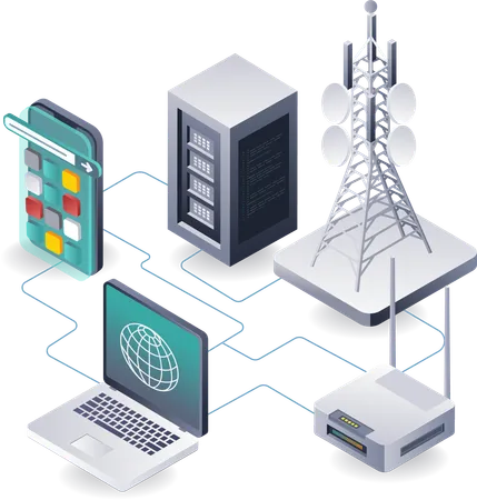 Réseau de tours informatiques pour les technologies de l'information et des données  Illustration