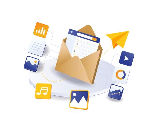 Réseau de transformation numérique de la technologie de courrier électronique de marketing SEO  Illustration