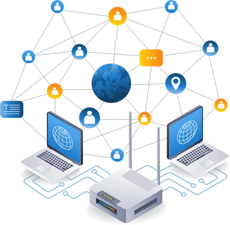 Réseau mondial d'utilisation d'Internet  Illustration