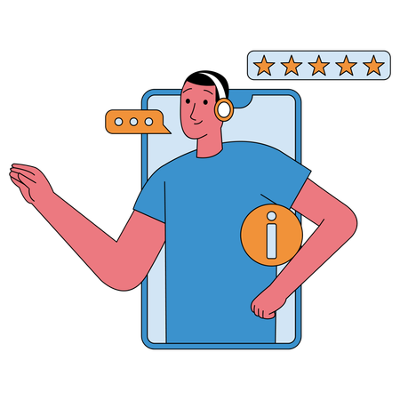 Reseña de un empleado de atención al cliente  Ilustración