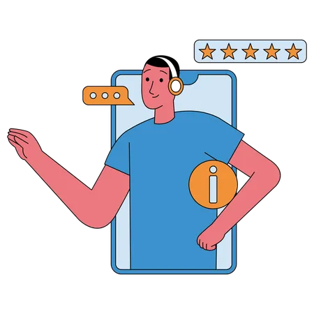 Reseña de un empleado de atención al cliente  Ilustración