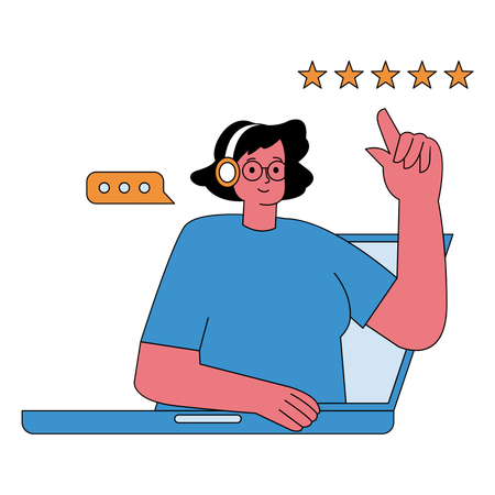 Reseña de empleada de servicio al cliente  Ilustración