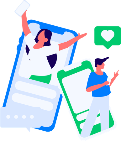 Pareja dando reseña de producto  Ilustración