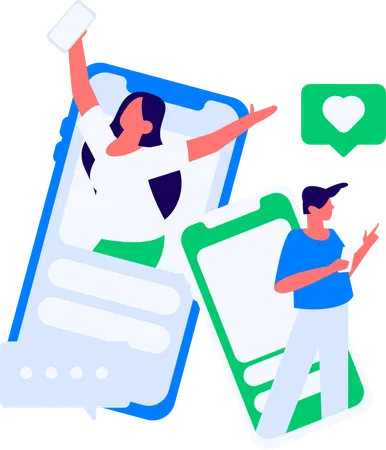 Pareja dando reseña de producto  Ilustración