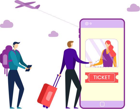 Reserva de billetes de avión en línea  Ilustración