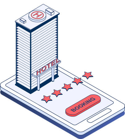 Reserva de hotel en línea  Ilustración