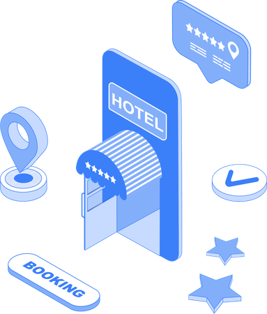 Reserva de hotel en línea  Ilustración