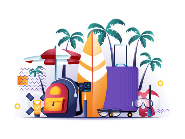 Reserva de passagens aéreas e quartos de hotel  Ilustração