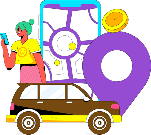 Reserva de taxi en línea  Illustration