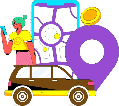 Reserva de taxi en línea  Illustration