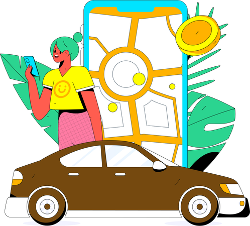 Reserva de taxi en línea  Illustration