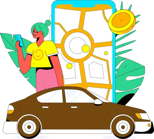 Reserva de taxi en línea  Illustration