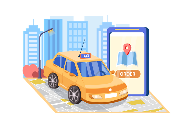 Reserva de taxi en línea  Ilustración