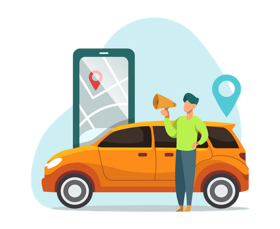 Reserva de taxi  Ilustración