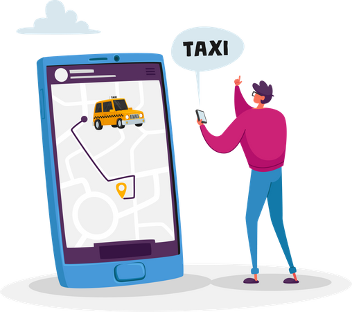 Reserva de táxi on-line  Ilustração