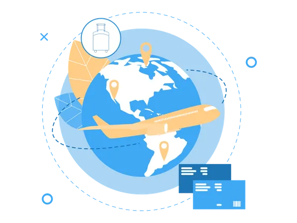Reserva de viajes internacionales  Ilustración