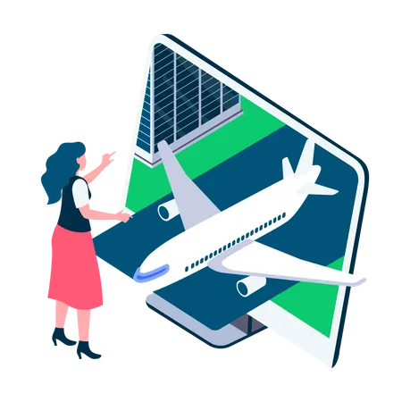 Reserva de vuelos en línea  Ilustración