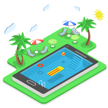 Reserva on-line de férias de verão  Ilustração