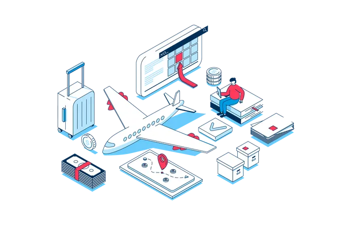 Reserva de passagem aérea  Ilustração