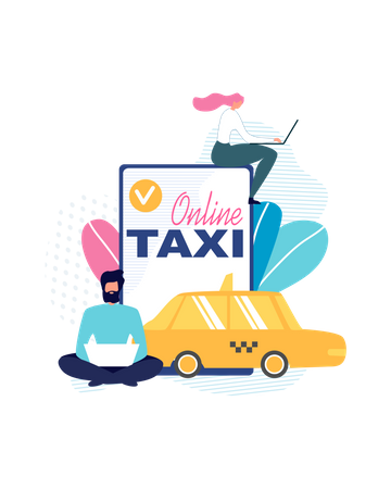 Réservation de taxi en ligne  Illustration