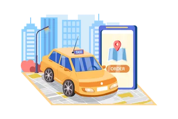 Service de taxi Pack d'Illustrations