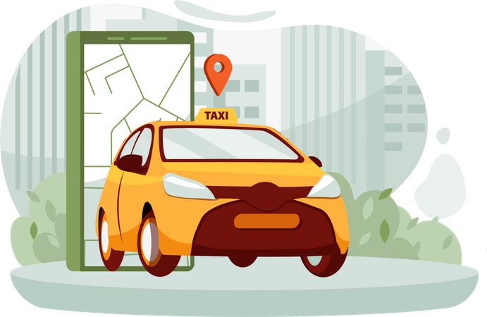 Réservation de taxi en ligne  Illustration