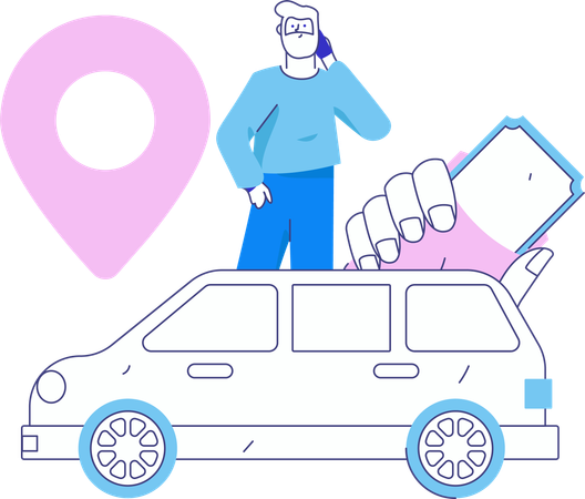 Réservation de taxi en ligne  Illustration