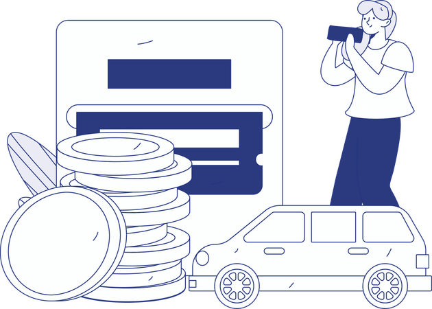 Réservation de taxi en ligne  Illustration