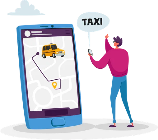 Réservation de taxi en ligne  Illustration