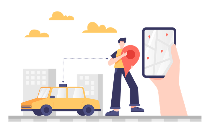 Réservation de taxi en ligne  Illustration