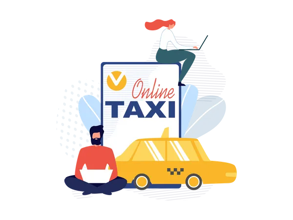 Application mobile de réservation de taxi en ligne  Illustration