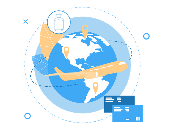 Réservation de voyages internationaux  Illustration