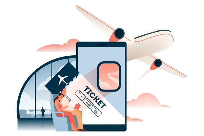 Réserver un billet d'avion en ligne  Illustration